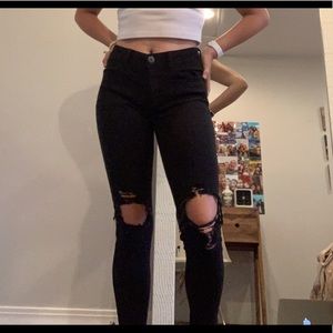RESERVED Black Jeans with Holes in Knees